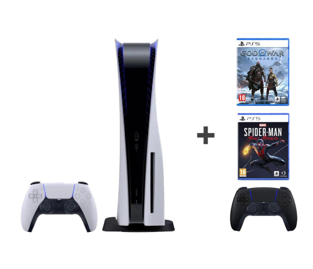 Sony PlayStation 5 + GoW Ragnarok + Spider Man + PS5 Dualsense Bl - 1109485 - zdjęcie